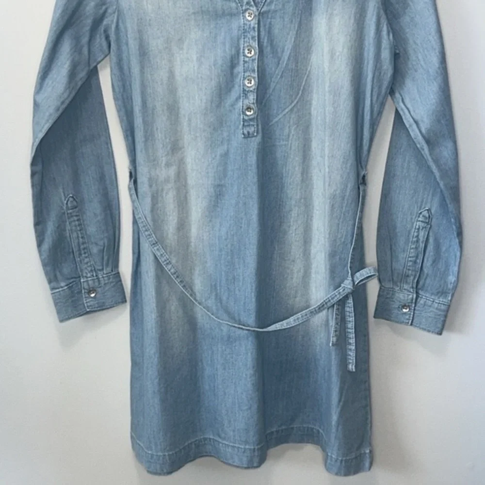 "NWT"Children's Place Girls Chambray Long Sleeve Belted Shirt Dress- Size XL(14) - Picture 6 of 11